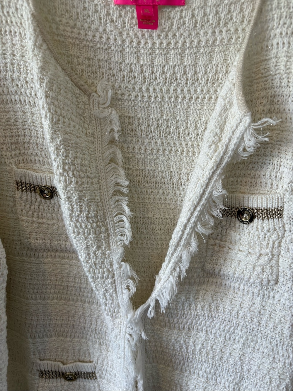 Lilly Pulitzer Cream Bouclé Fringe Trim Jacket - Picture 12 of 12